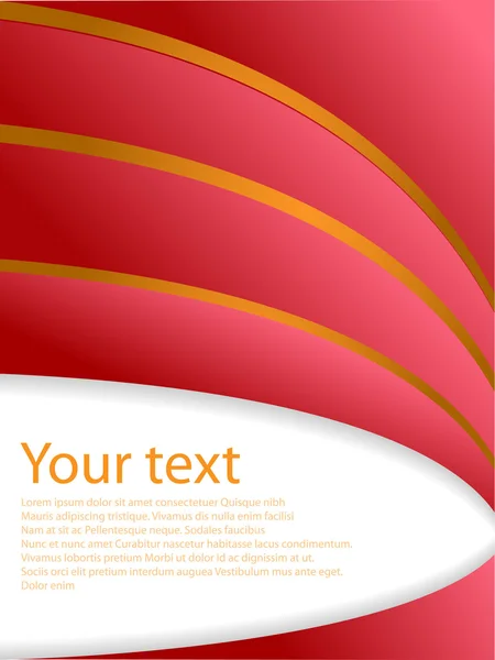 Folleto de texto rojo abstracto con líneas doradas — Vector de stock