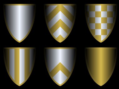 Altı altın ve gümüş kalkanlar kümesi