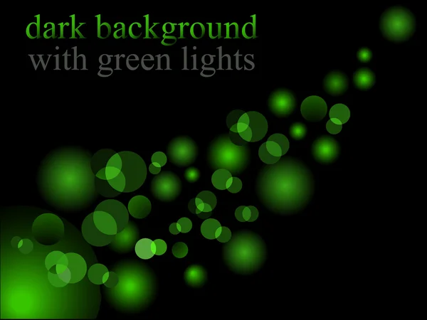 Fondo oscuro con luces verdes — Vector de stock