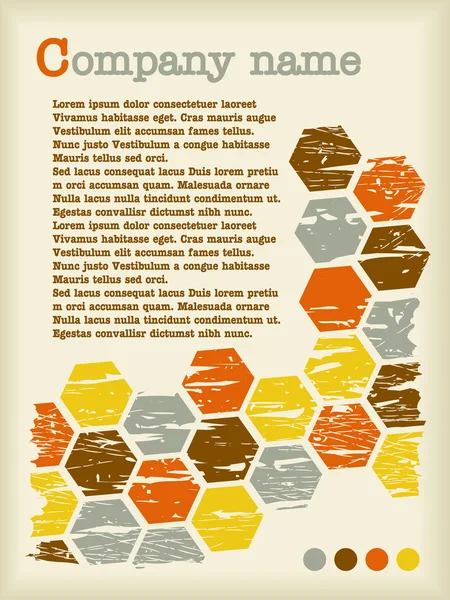 Retro brochure with hexagons in retro colors — Stock Vector
