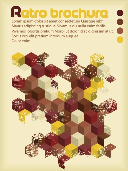 Brochure rétro avec hexagones aux couleurs rétro — Image vectorielle