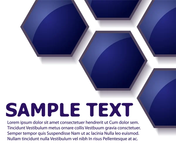 Text brochure with blue hexagons — Stock Vector