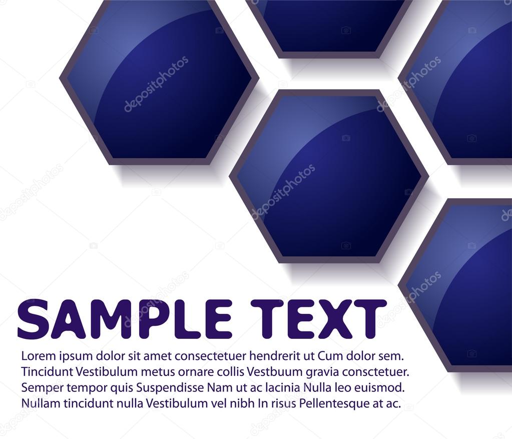 Text brochure with blue hexagons
