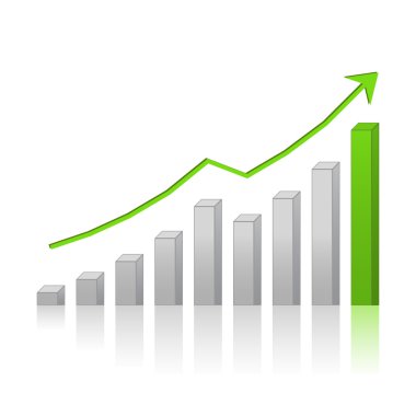 Beyaz üzerine yükseldi 3d grafik