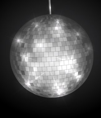 Silver disco ball on black clipart