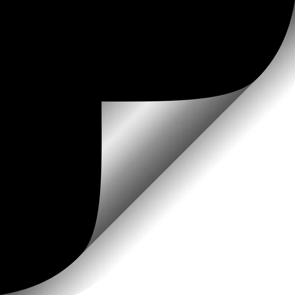 Gekrulde zwart papier hoek — Stockvector
