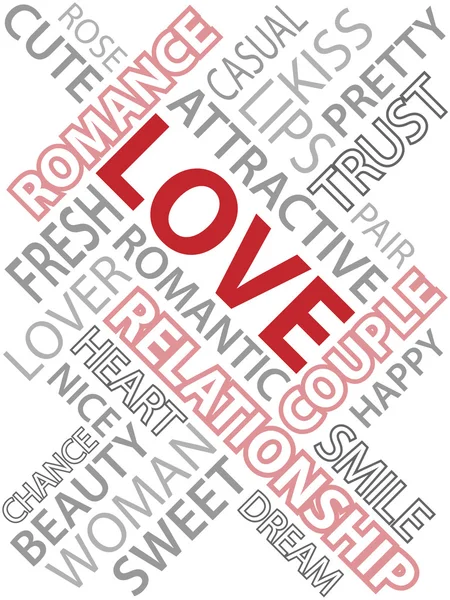 Words which relate with word love — Stock Vector