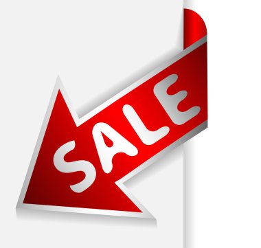 Metin satış ile kırmızı ok