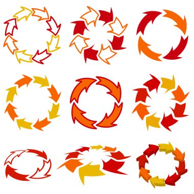 Çevrelerinde soyut Kırmızı oklar