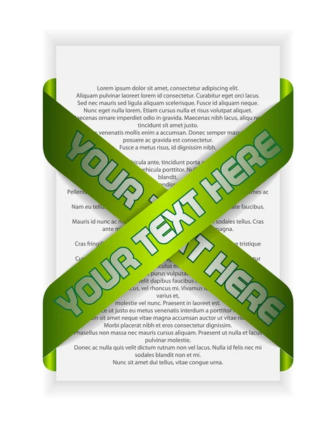 Text pattern with green ribbons — Stock Vector