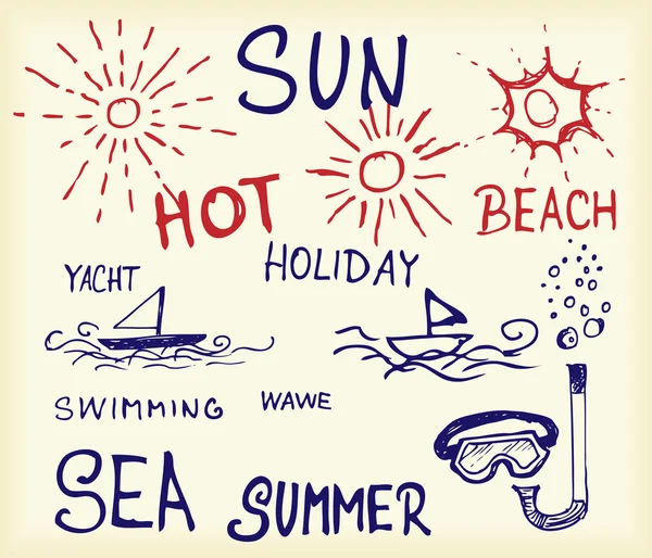 Iconos de verano y vacaciones — Vector de stock