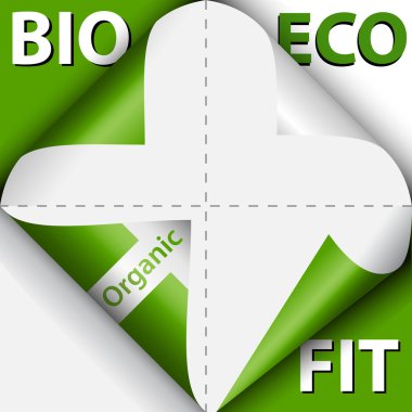 Metin yeşil kıvrılmış köşe altında