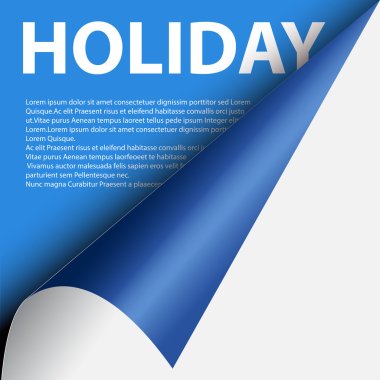 Text holiday under blue curled corner