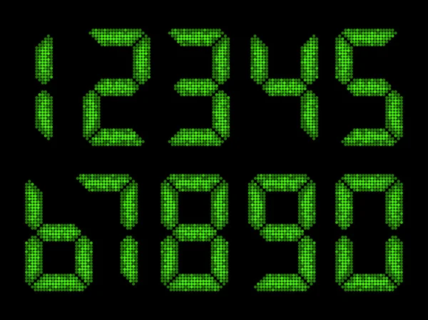 Números de la pantalla de siete segmentos — Vector de stock