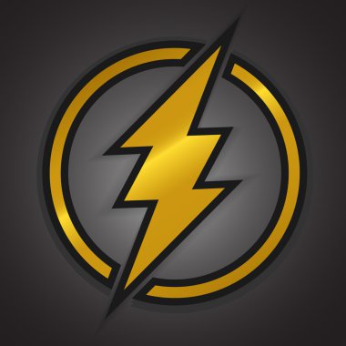 Yellow thunder on dark clipart