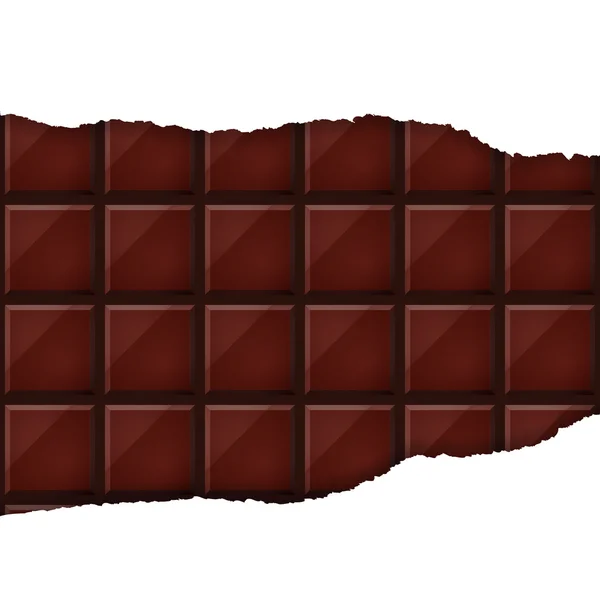 Placa de chocolate bajo papel roto — Vector de stock