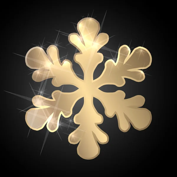 Golden glossy snowflake — Stock Vector