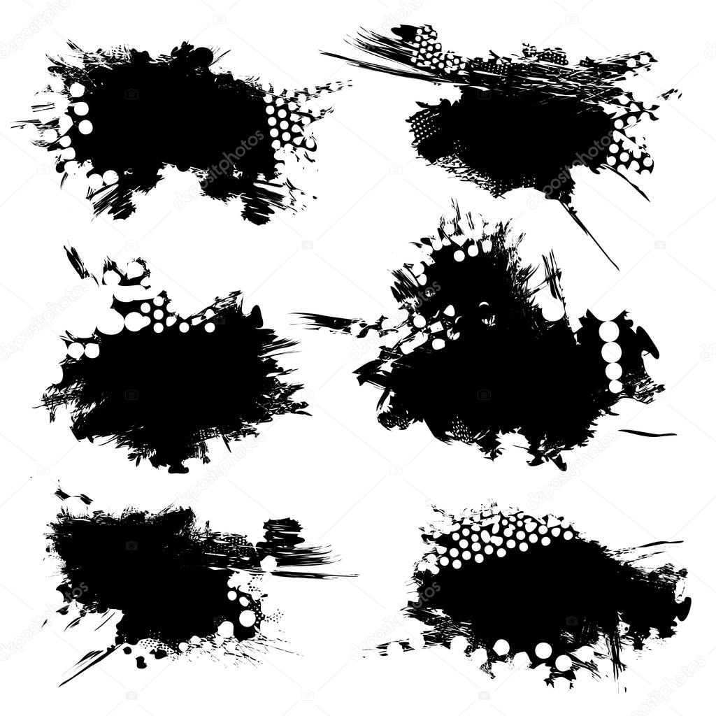 Set of black ink blots