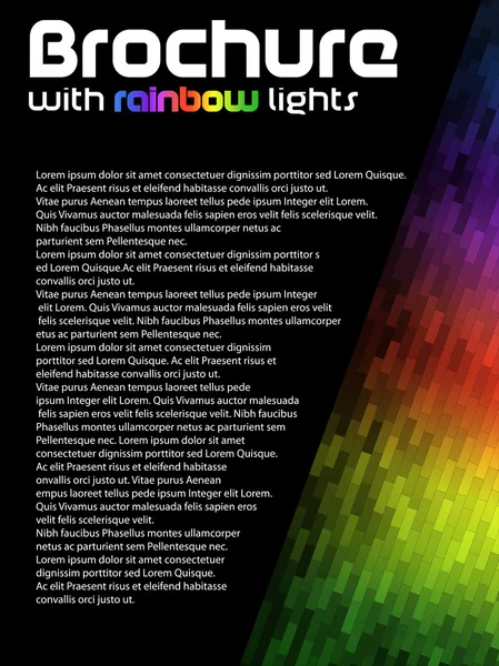 Brochure sombre avec lumières arc-en-ciel — Image vectorielle