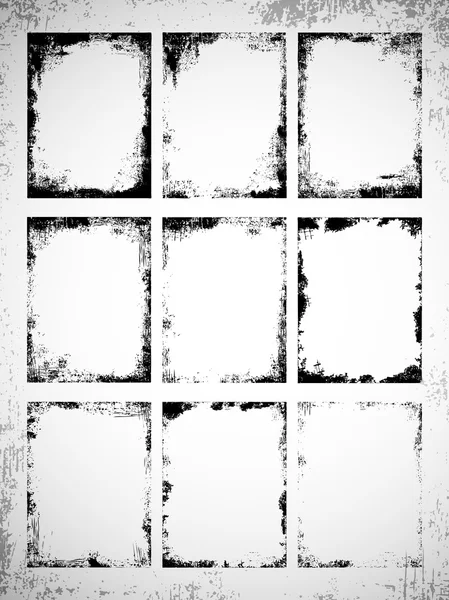 Ensemble de cadres gris encre — Image vectorielle