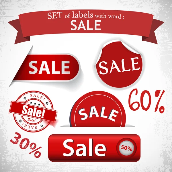 Set of red labels — Stock Vector