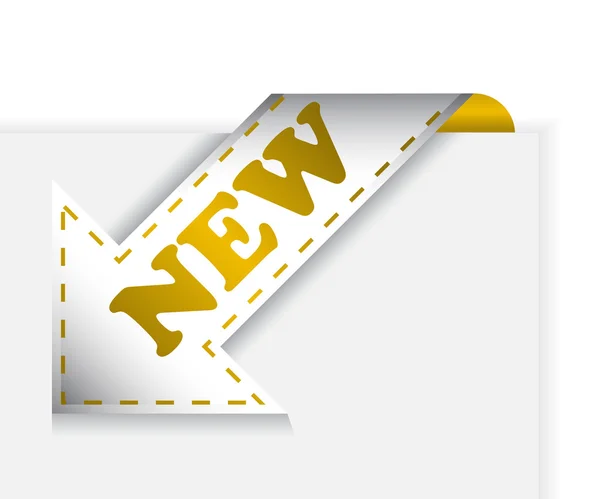 Flèche dorée avec texte nouveau — Image vectorielle