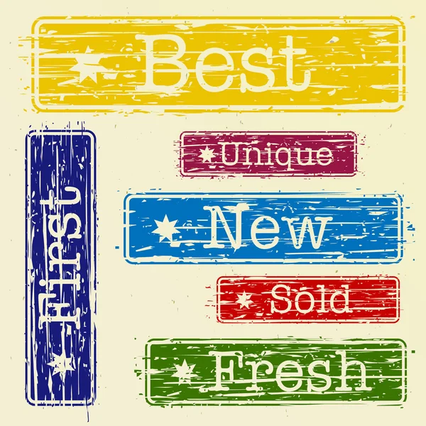 Selos coloridos com palavras — Vetor de Stock