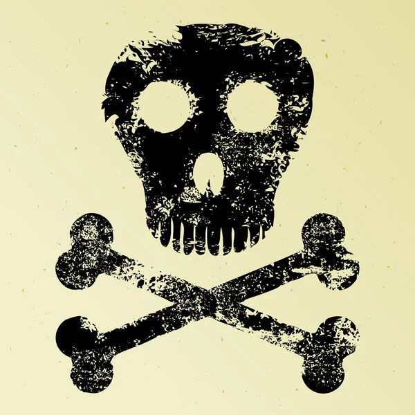 Skull and crossbones on yellow background — Stock Vector