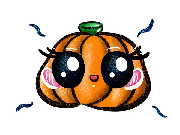 Happy Halloween Cute Brilliant Pumpkin Surprised Белом Фоне — стоковое фото