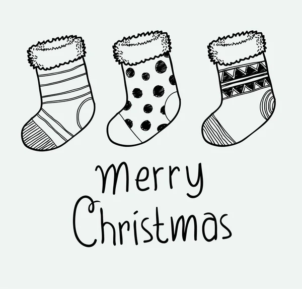 Biglietto di auguri per Natale Sock o doodle — Vettoriale Stock