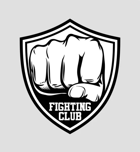 Etiqueta club de lucha, parche o emblema estilo gráfico monocromo — Vector de stock