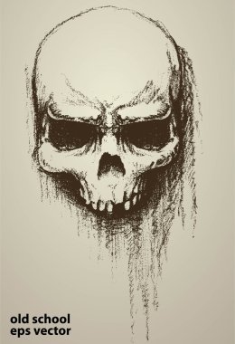eski kafatası sanat ve kirli grunge doodle, yazdırma tees, arka plan veya poster olarak uygula