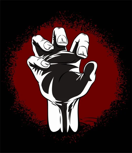 HAND OF ZOMBIE BLACK AND WHITE — Stock Vector