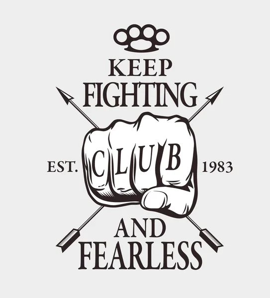 Keep fighting club and fearless or tees print vector — Stockový vektor