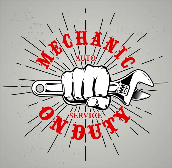 mekanik görev vintage etiketinde veya yazdırma