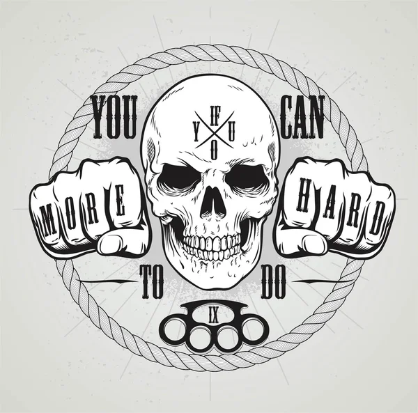 Calavera o etiqueta vintage, y eslogan — Vector de stock