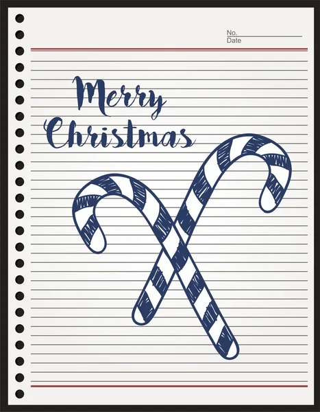 Kiddies doodle Christmas candy cane. Vector illustration isolated on blank paper ロイヤリティフリーのストックイラスト