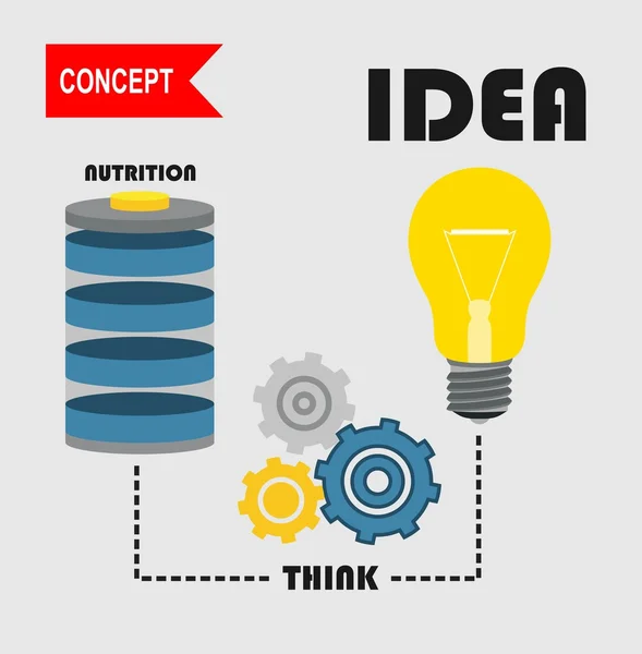 Vecteur Idea et Concept avec icône de roues dentées — Image vectorielle