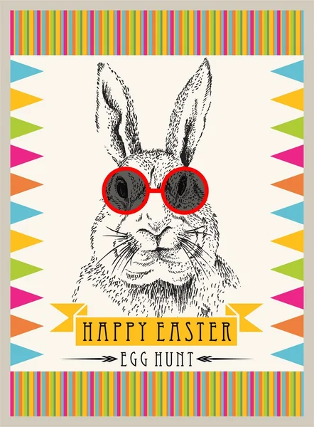 Pâques hipster lapin — Image vectorielle