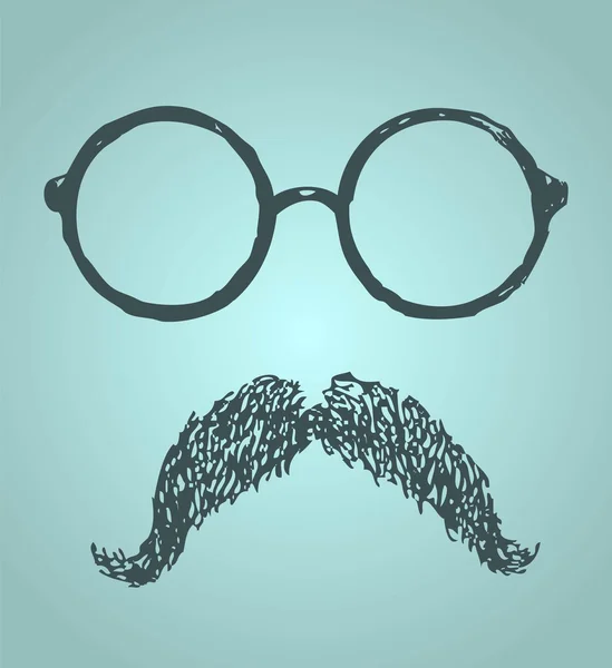 Glasses and mustache vintage illustration — Stock Vector
