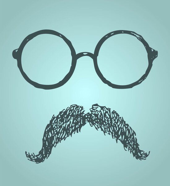 Glasses and mustache vintage illustration