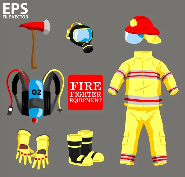 FIRE FIGHTER EQUIPMENT — Stock Vector