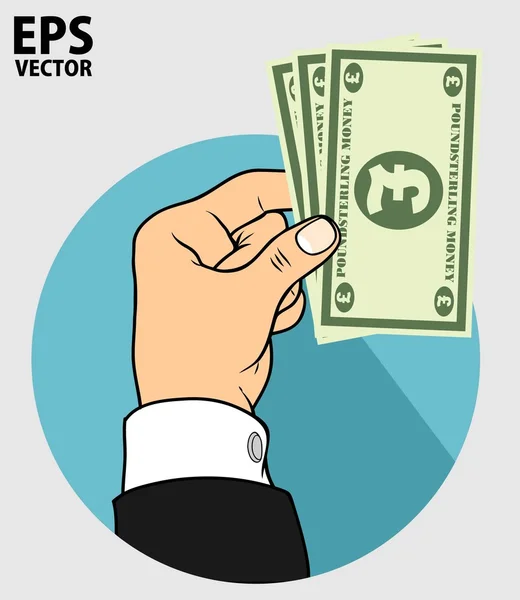 Hand en vijver geld — Stockvector