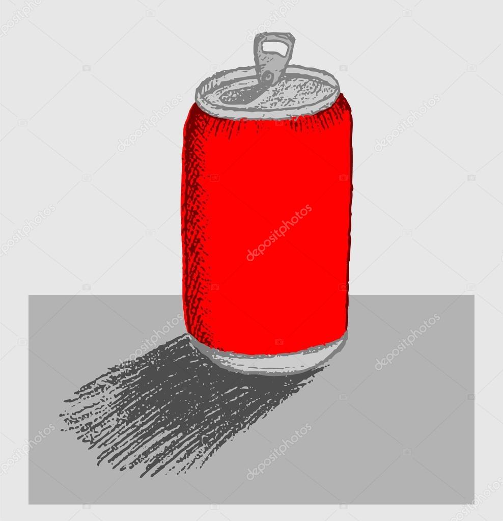 Soft drink on alluminium doodle vector