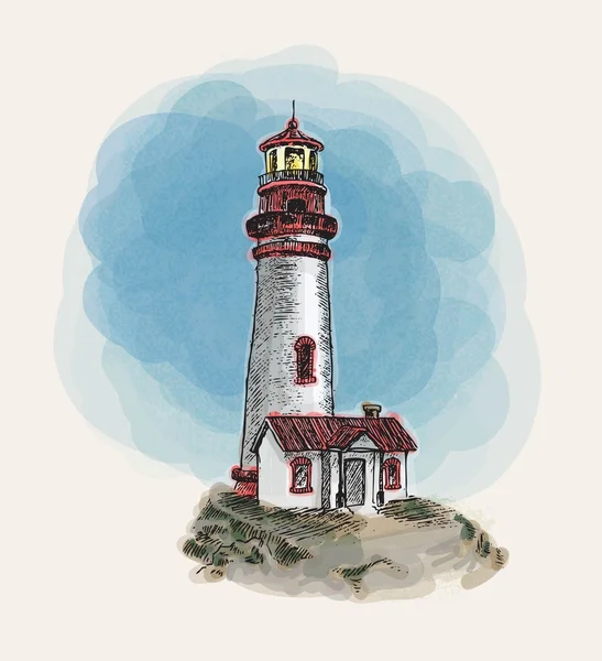 Watercolor vector of lighthouse — Stock Vector