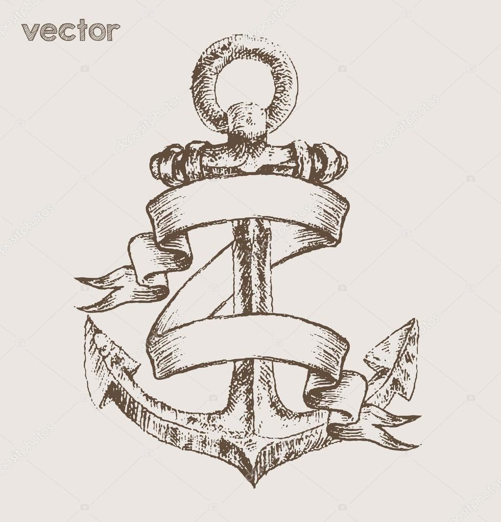 Anchor print tees vector