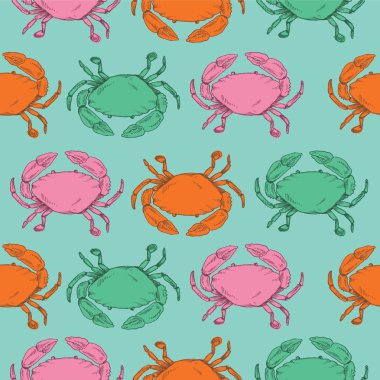 Yengeç doodle eğlenceli hippi desen