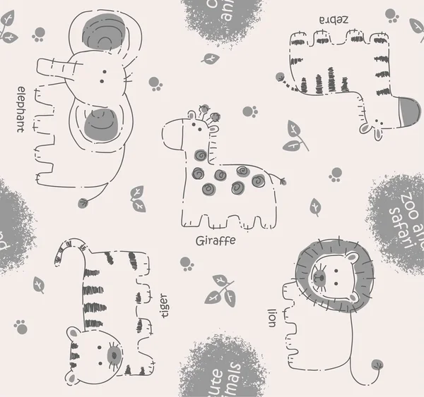 Cute animals cartoon pattern Stock Illustration