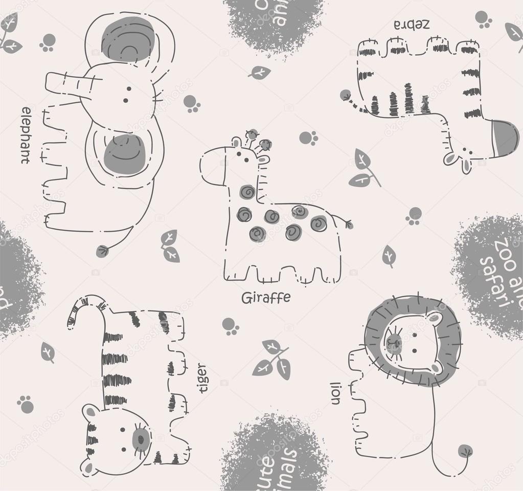 cute animals cartoon pattern