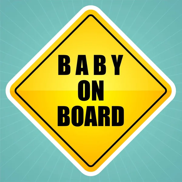 Baby on board sign label — Stock Vector